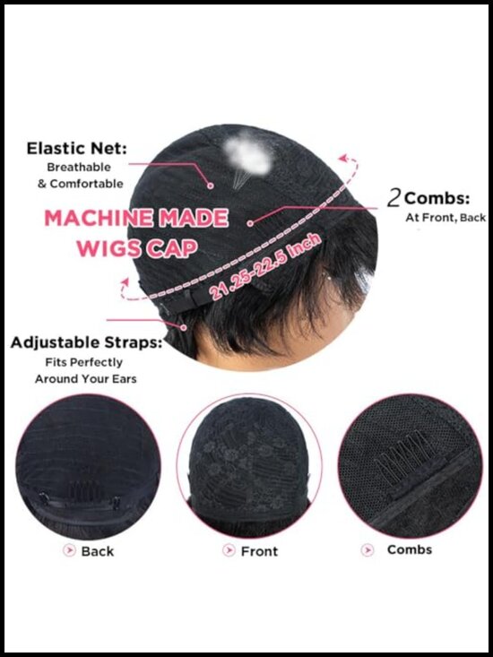 Short Pixie Cut Wig 100% Human Hair Glueless Brazilian Virgin Hair Daily Wear